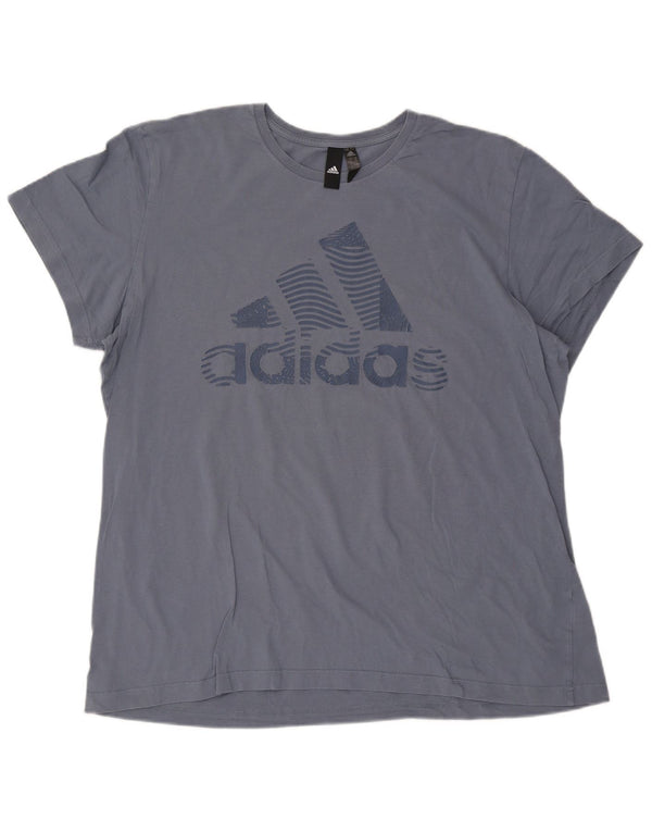 Damska koszulka graficzna Adidas Top UK 20 2XL Niebieska bawełna