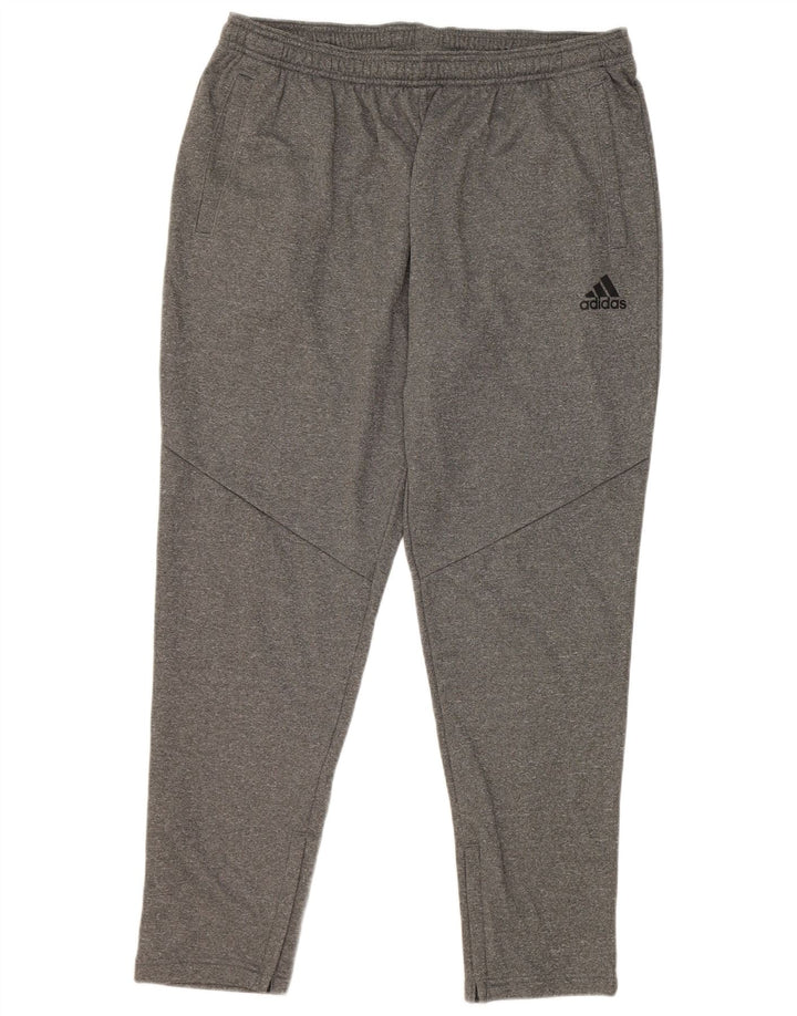 Męskie spodnie dresowe Adidas XL, szare, nakrapiane, poliestrowe