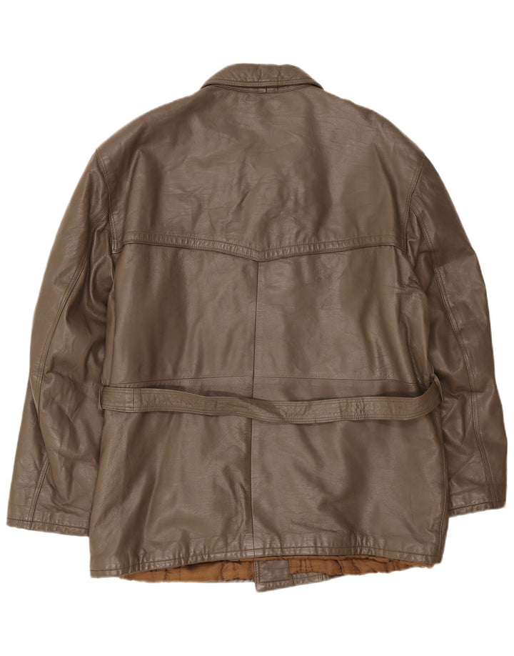 Vintage męska kurtka skórzana IT 54 2XL brązowa