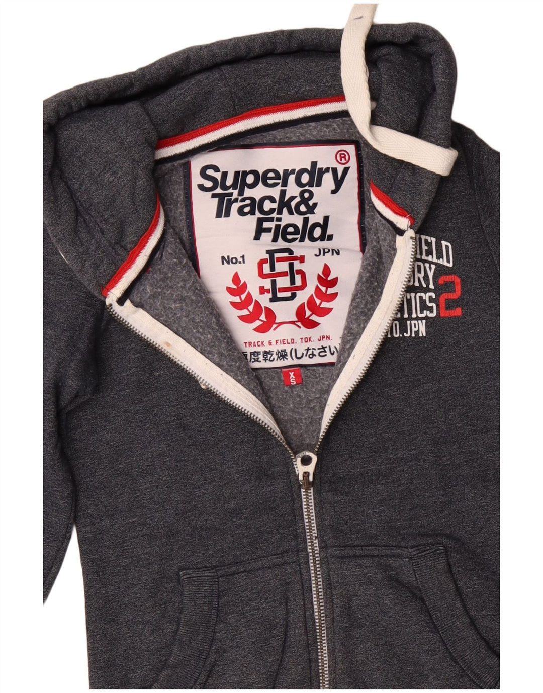 Męski sweter z kapturem i zamkiem błyskawicznym SUPERDRY, XS, szary, bawełniany