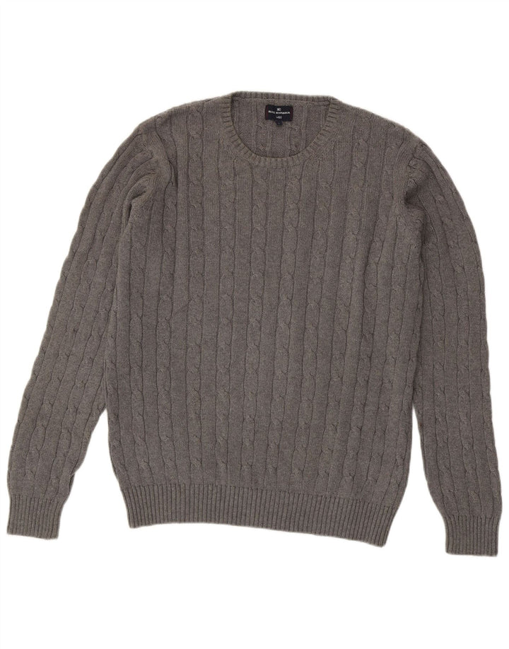 Męski sweter Marks & Spencer Blue Harbor z okrągłym dekoltem, duży, szary