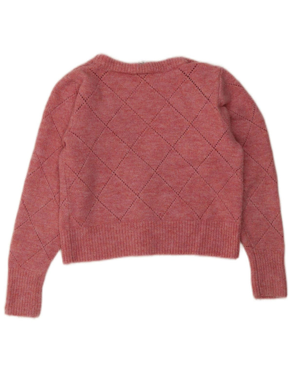 Topshop damski sweter rozpinany UK 10 mały różowy akryl