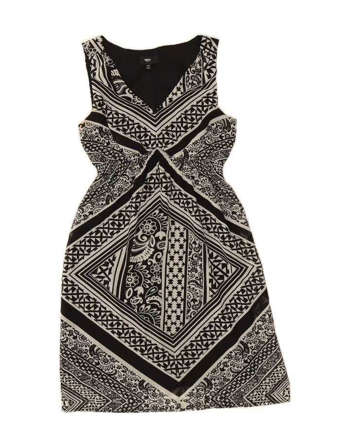MOSSIMO Womens Sleeveless A-Line Dress UK 12 Medium Black Paisley Vintage Mossimo and Second-Hand Mossimo from Messina Hembry 