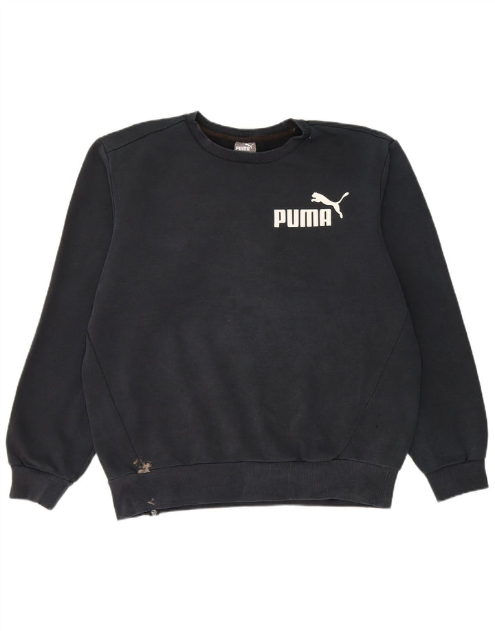 Męska bluza z grafiką Puma, średnia czarna, bawełniana