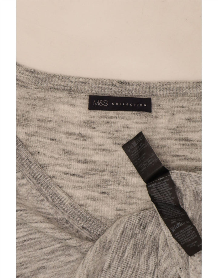 Marks & Spencer Damski sweter z dekoltem w kształcie litery V, UK 8, mały, szary, nakrapiany