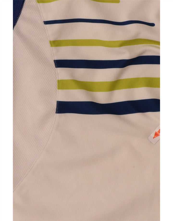 Męska koszulka polo Sergio Tacchini, duża, biała, poliestrowa z blokami kolorów