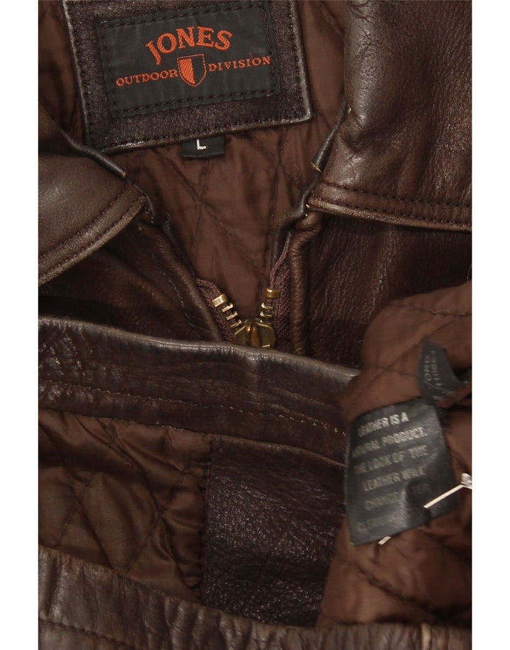 Męska kurtka skórzana Jones UK 40 duża brązowa skóra