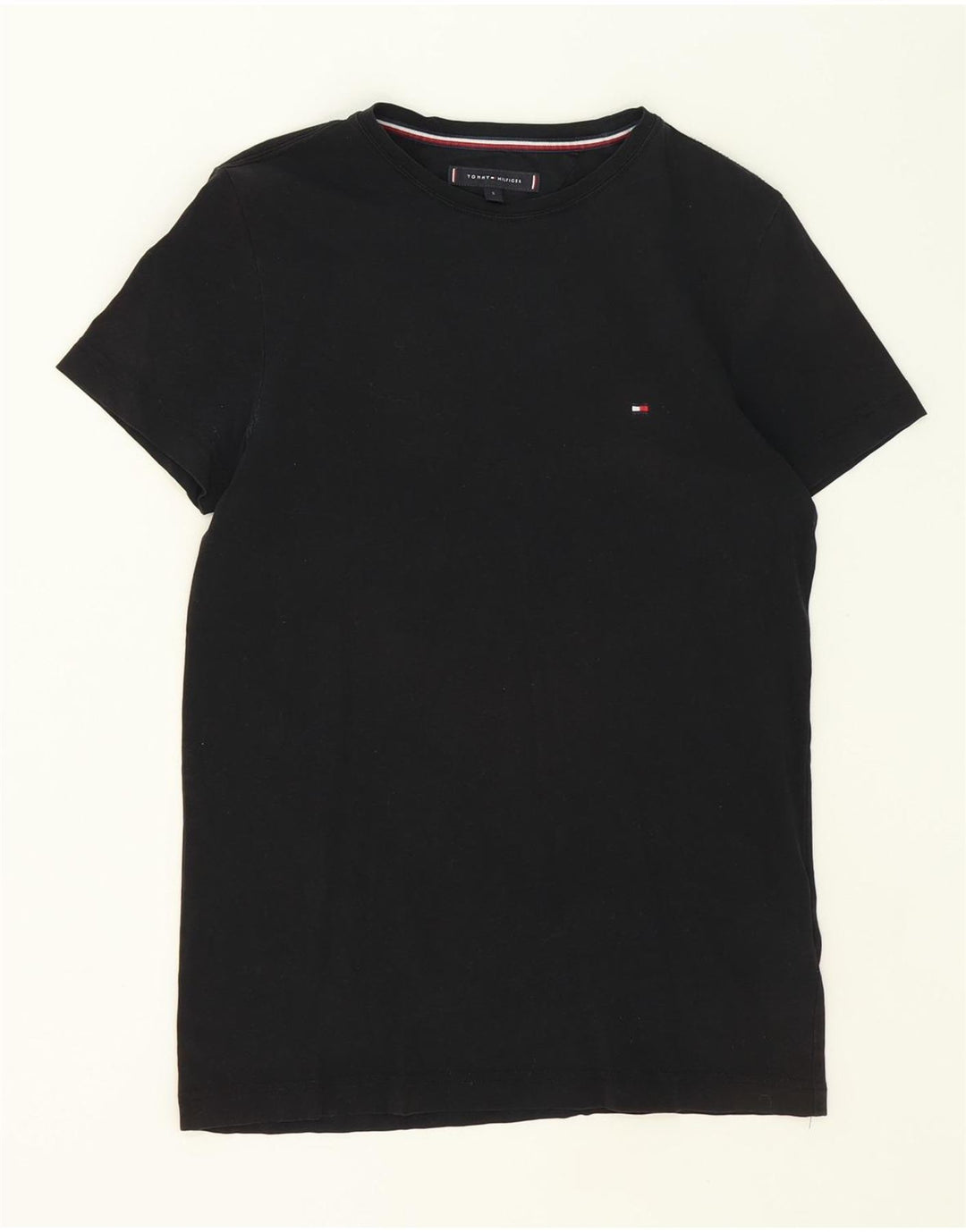 TOMMY HILFIGER Mens T-Shirt Top Small Black Cotton Vintage Tommy Hilfiger and Second-Hand Tommy Hilfiger from Messina Hembry 