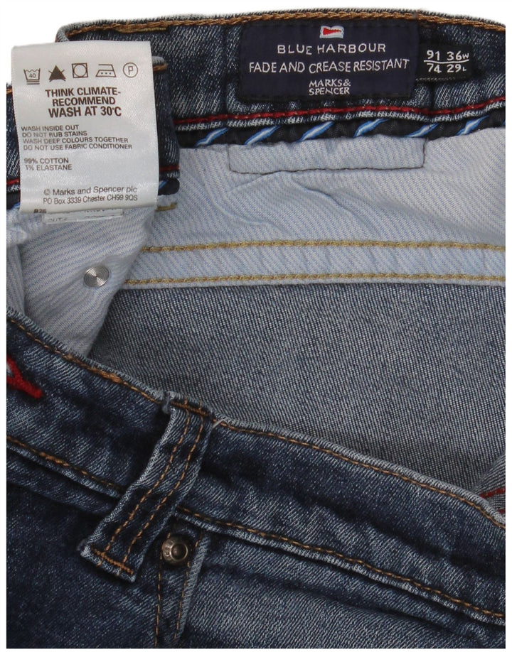 Marks & Spencer Męskie niebieskie dżinsy Harbor Straight W36 L29 Niebieskie bawełniane