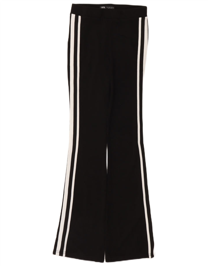 Damskie spodnie dresowe Zara Flare, średni czarny poliamid