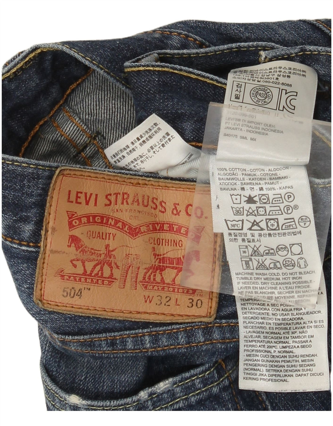 Męskie jeansy Levi's 504 Straight W32 L30 Niebieskie