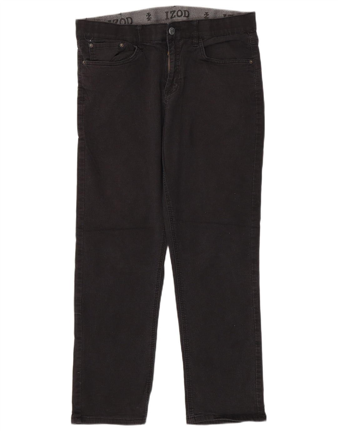 IZOD Męskie proste dżinsy o regularnym kroju W34 L30 Czarna bawełna