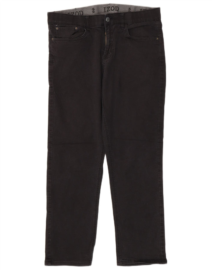 IZOD Męskie proste dżinsy o regularnym kroju W34 L30 Czarna bawełna