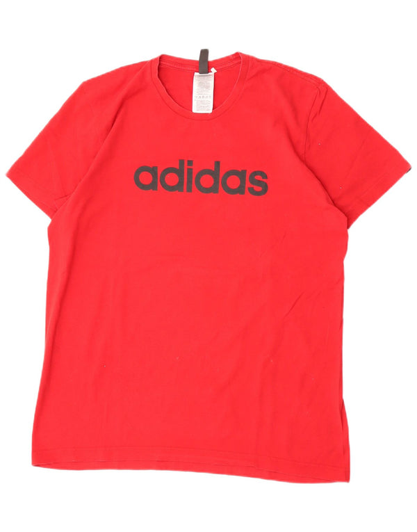 Męska koszulka z grafiką Adidas, bawełniana, średnia czerwona