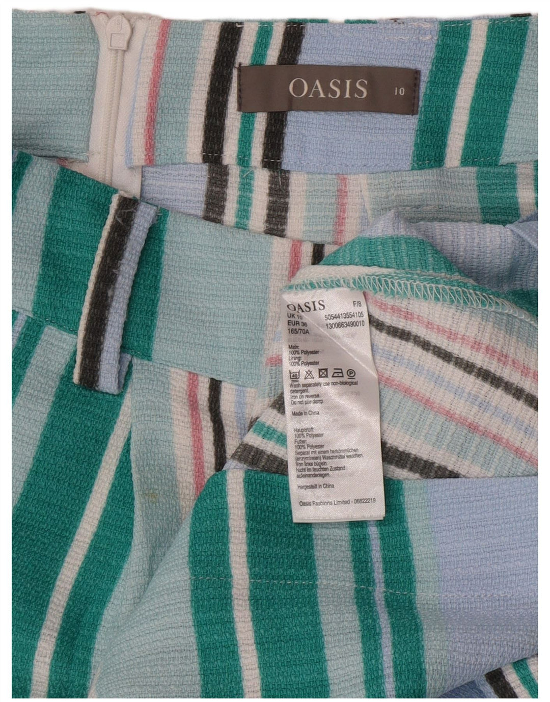 Damska spódnica w kształcie litery A Oasis UK 10 Small W27 Niebieski poliester w paski