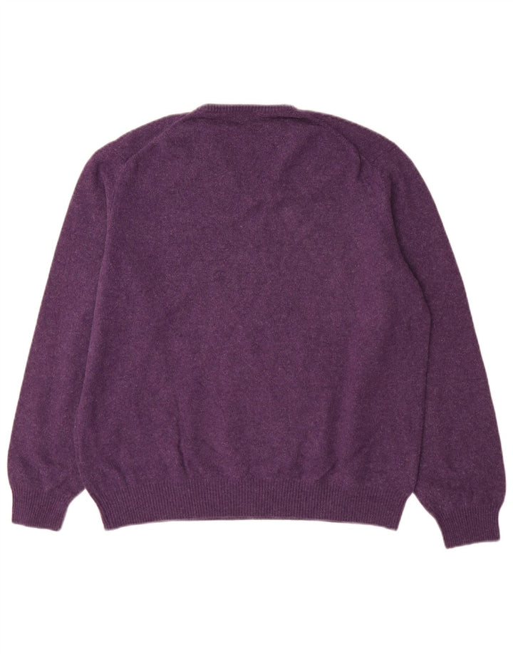 Męski sweter Massimo Dutti z dekoltem w kształcie litery V, XL, fioletowa wełna