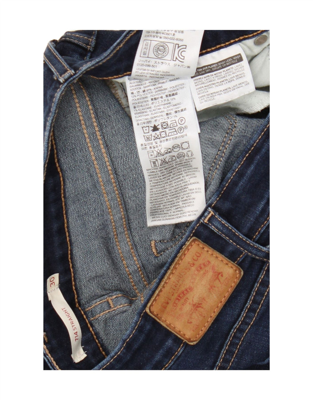 Damskie dżinsy Levi's 714 Straight W30 L32 Granatowa bawełna