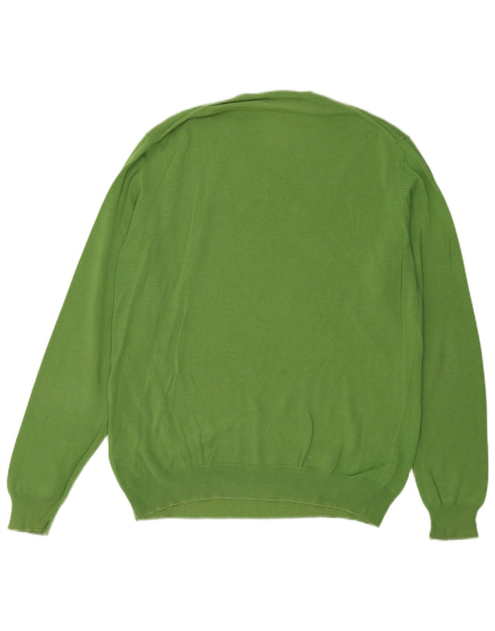 Męski sweter Kappa z dekoltem w szpic, duży, zielony, bawełniany