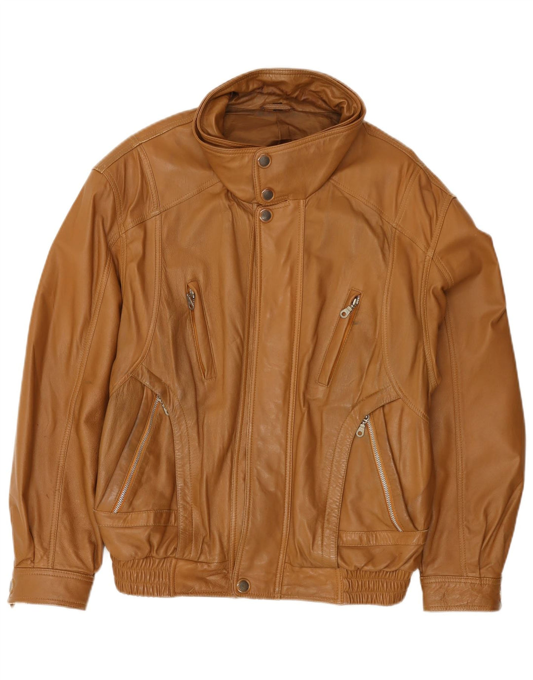 Vintage męska kurtka skórzana bomber EU 50 duża brązowa skóra