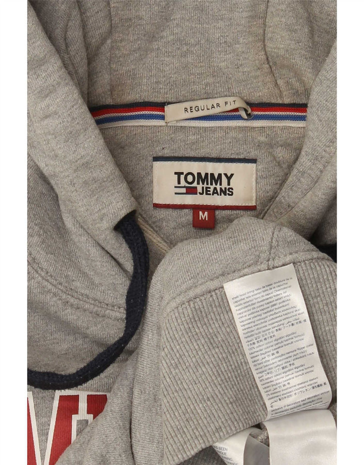 Męski sweter z kapturem Tommy Hilfiger z grafiką o regularnym kroju, średnioszary, bawełniany