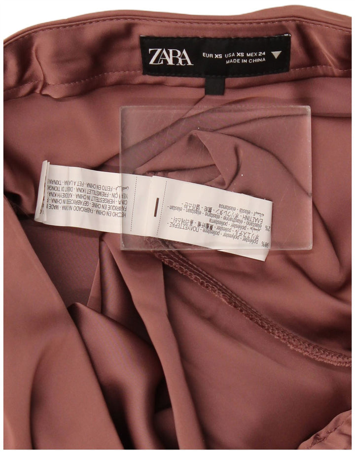 Damska spódnica maxi ZARA XS W24 Burgundowy poliester