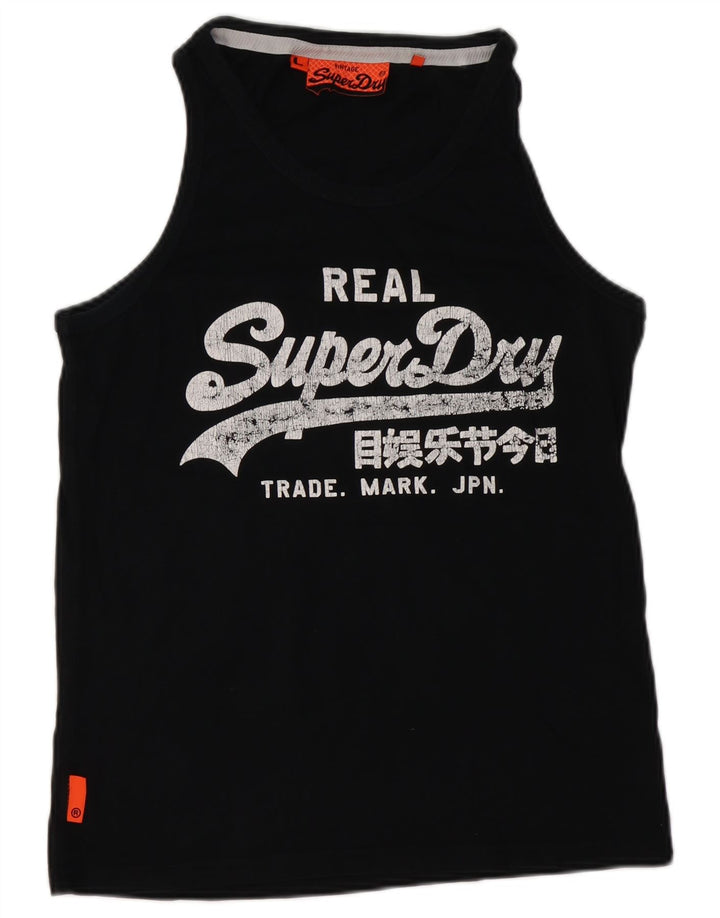 Męski top z kamizelką Superdry Graphic, duży, czarny, bawełniany