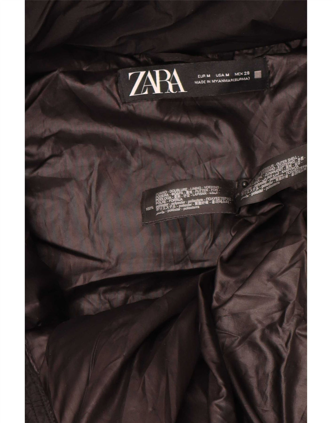 Męski, oversize'owy, ocieplany płaszcz z kapturem Zara UK 14, średni czarny poliester
