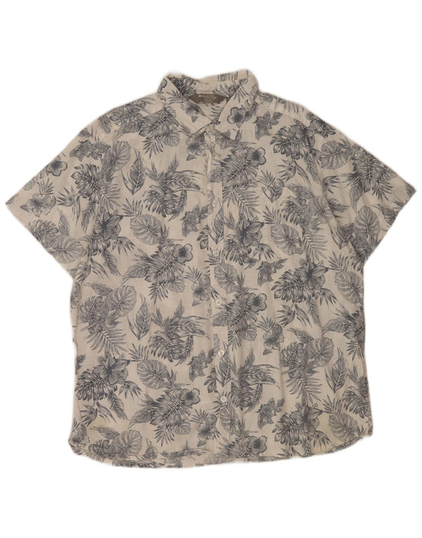 Męska koszula z krótkim rękawem Mountain Warehouse 2XL, biała, bawełniana w kwiaty