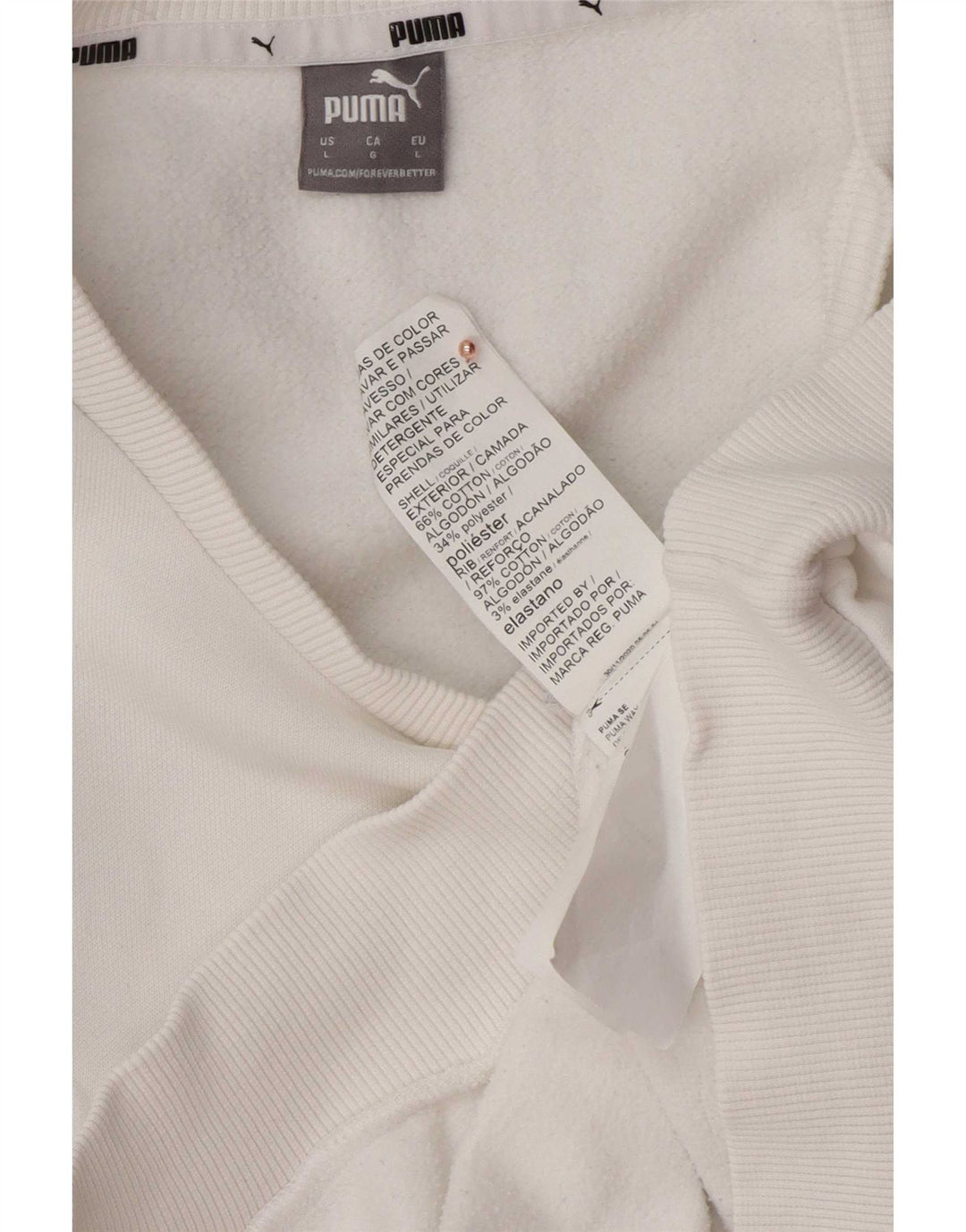 Damska bluza z grafiką Puma Jumper UK 16, duża, biała bawełna