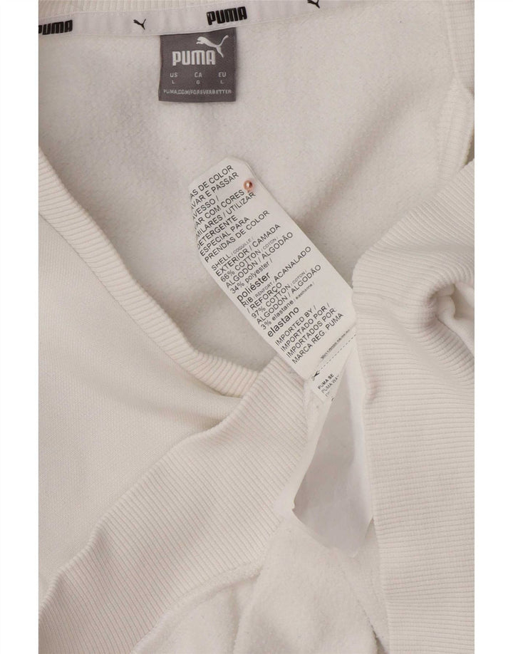Damska bluza z grafiką Puma Jumper UK 16, duża, biała bawełna