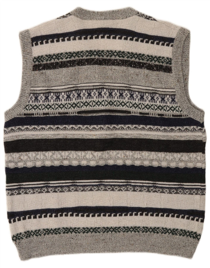 Podkoszulek męski VINTAGE z kamizelką, poliakrylowy, w średnie szare paski