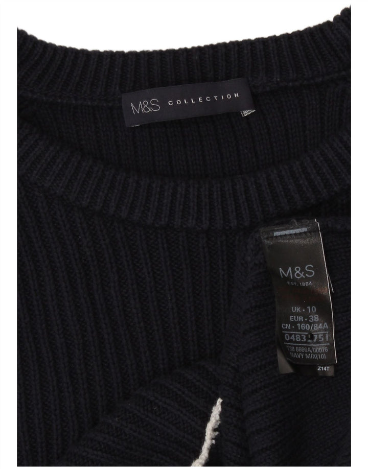 Marks & Spencer Damski sweter z okrągłym dekoltem, UK 10, mały, granatowy