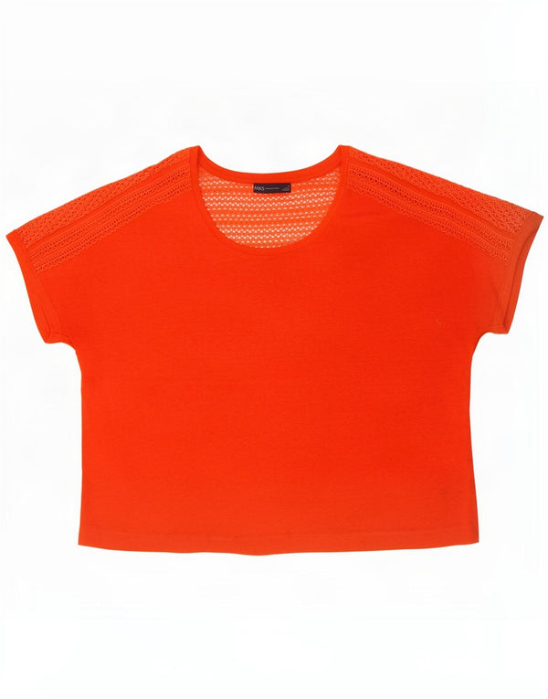 Marks & Spencer Damska koszulka oversize UK 18 XL, pomarańczowa, lniana