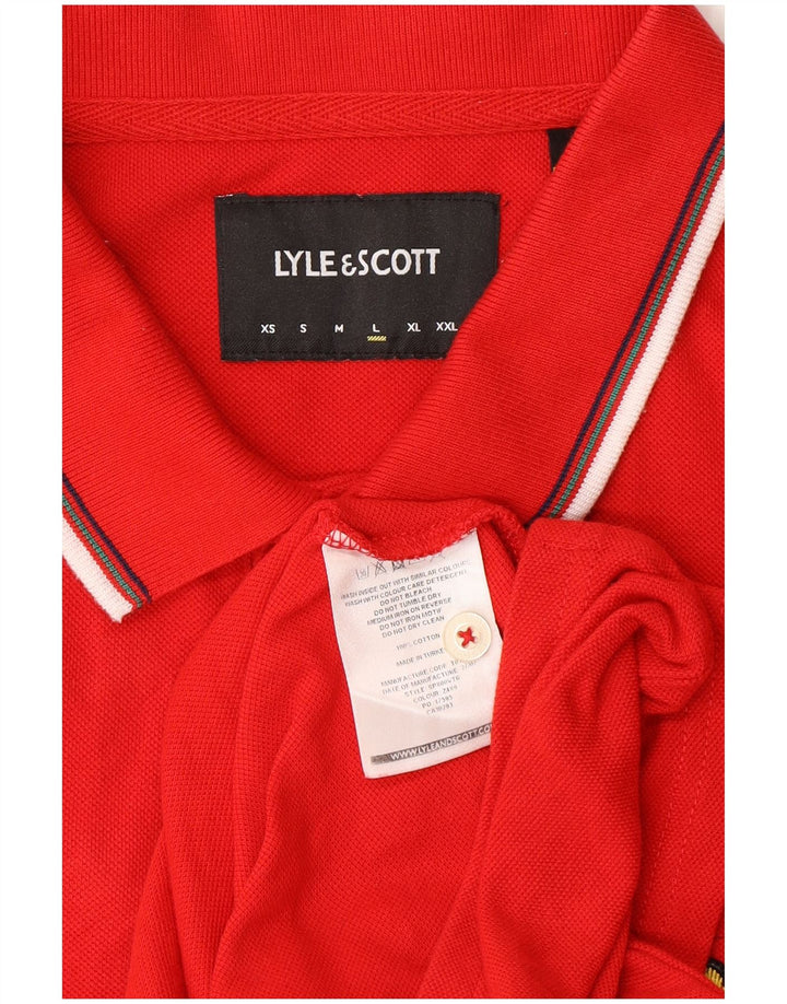 Męska koszulka polo Lyle & Scott, duża, czerwona, bawełniana