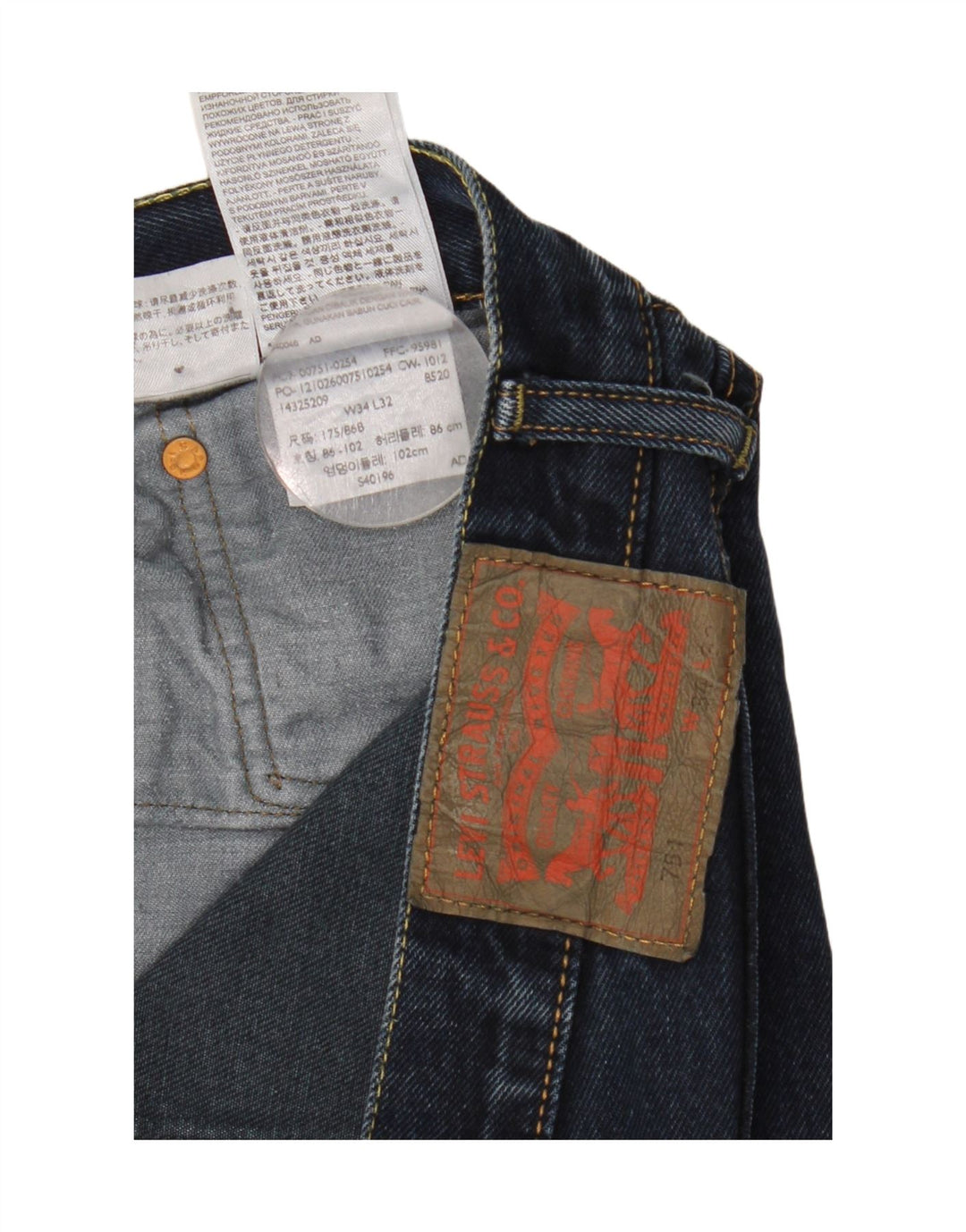 Męskie dżinsy Levi's 751 Straight W34 L32 Granatowa bawełna