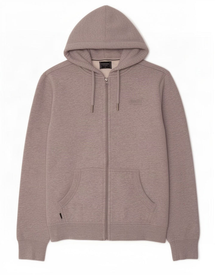 Męski sweter z kapturem i zamkiem Superdry, mały, szary, bawełniany