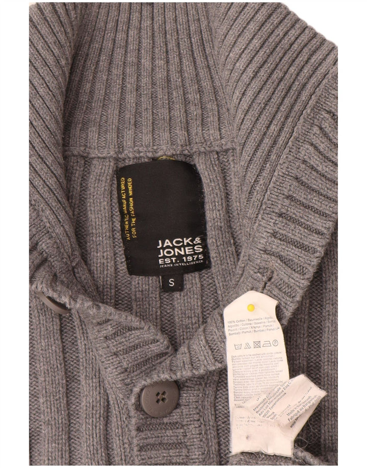 Męski sweter zapinany na guziki Jack & Jones, mały, szary, bawełniany