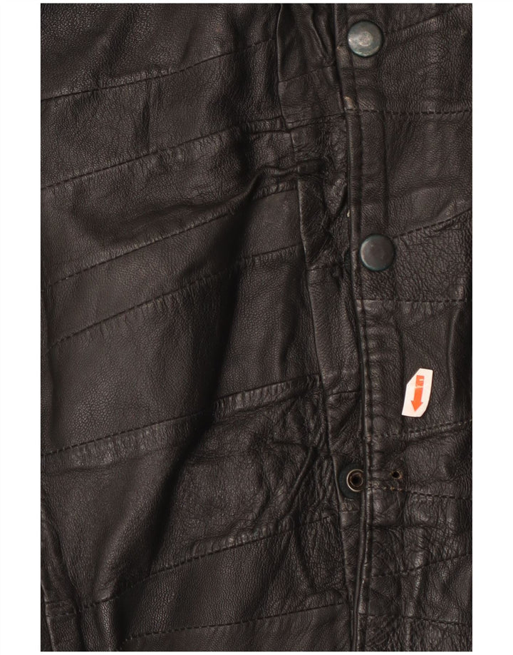 Vintage męska skórzana kurtka z krótkim rękawem UK 40, duża czarna