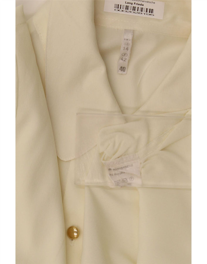 VINTAGE Womens Shirt UK 14 Large  Off White Viscose Vintage Vintage and Second-Hand Vintage from Messina Hembry 