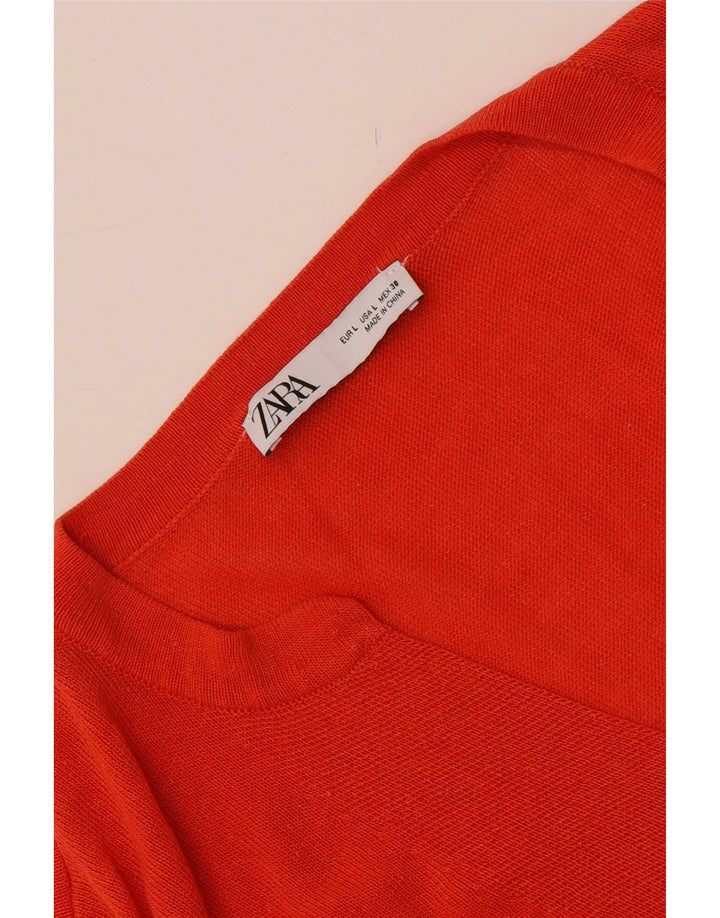 Sweter damski Zara Oversize z dekoltem w kształcie litery V, UK 16, duży pomarańczowy