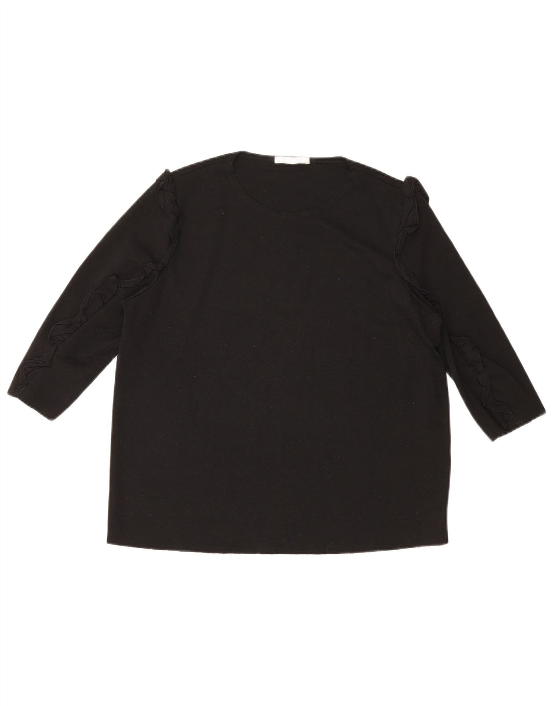 Top damski Zara z rękawem 3/4, UK 16, duży, czarny, bawełniany