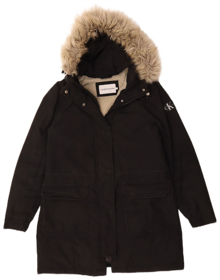 Damska kurtka oversize Calvin Klein Jeans Sherpa Parka UK 10, mała czarna