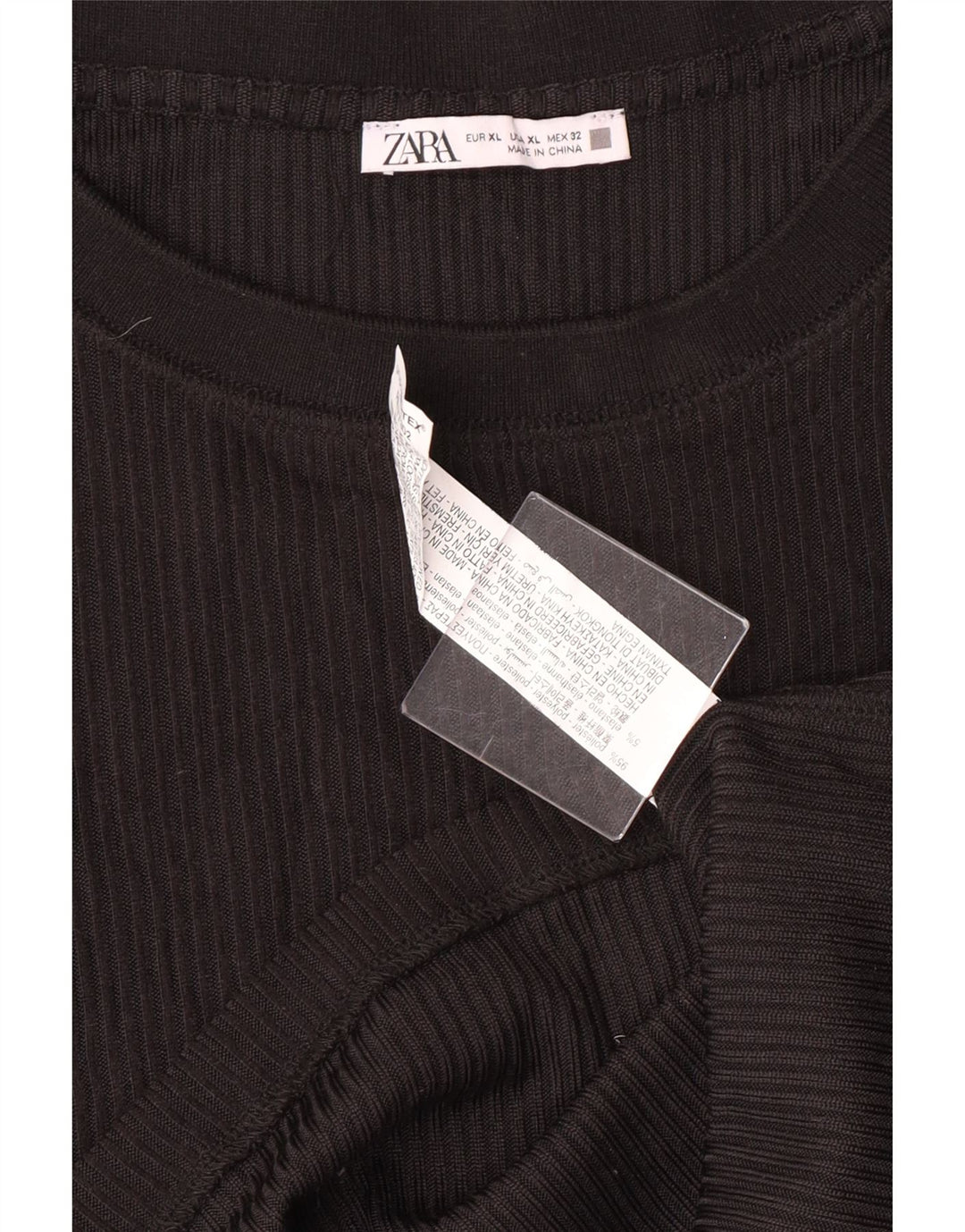 Damski top Zara z długim rękawem, UK 18 XL, czarny poliester