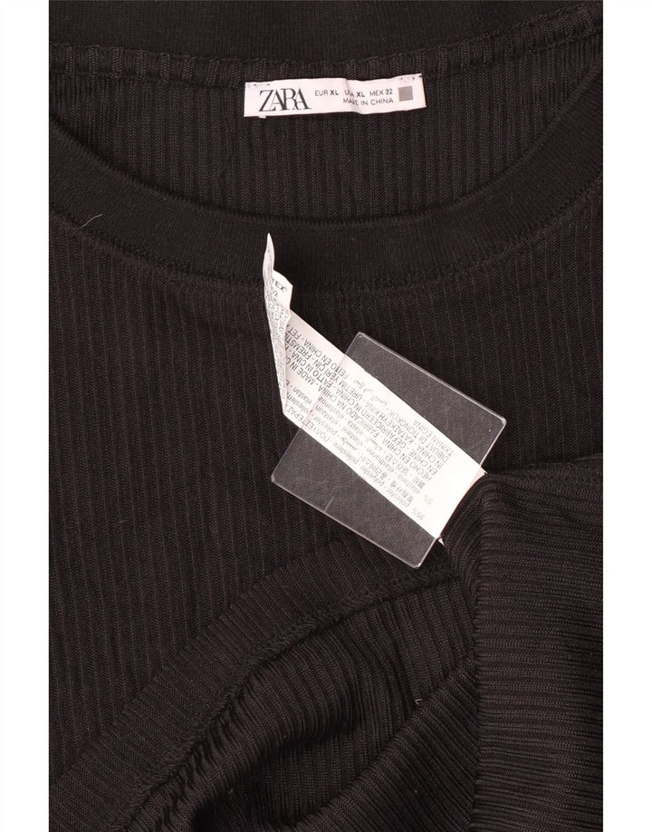 Damski top Zara z długim rękawem, UK 18 XL, czarny poliester