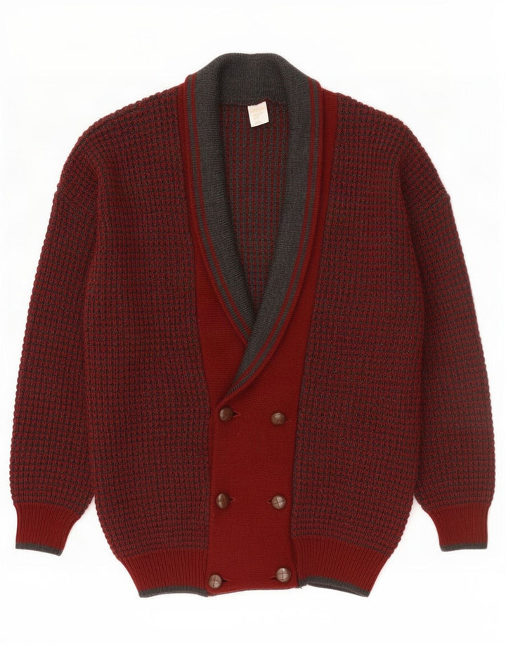 Vintage męski sweter kardigan IT 48/50 średnia bordowa wełna