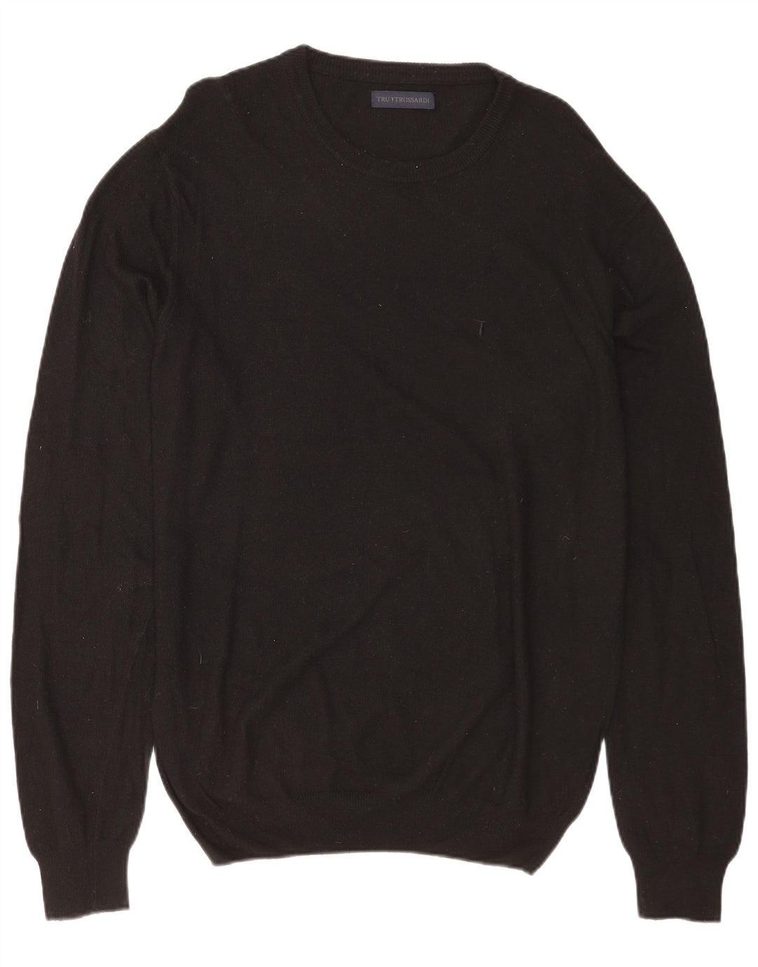 Męski sweter z dekoltem w łódkę TRUSSARDI, duży, czarny poliamid