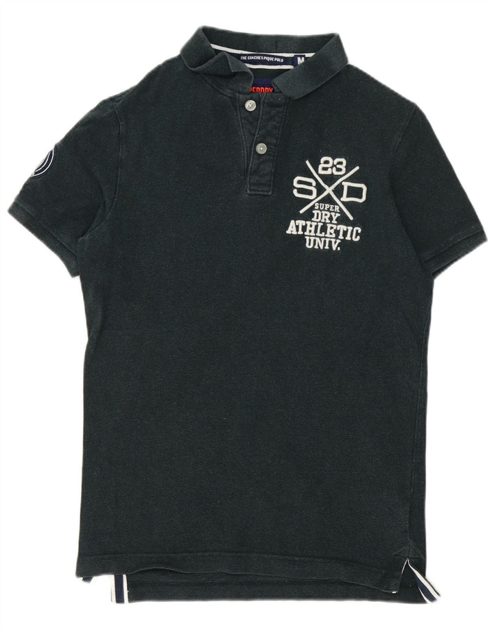 Męska koszulka polo Superdry z grafiką, średnia zielona bawełna