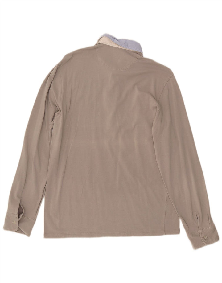 Męska koszulka polo FRED PERRY z długim rękawem, duża, szara, bawełniana w bloki kolorów