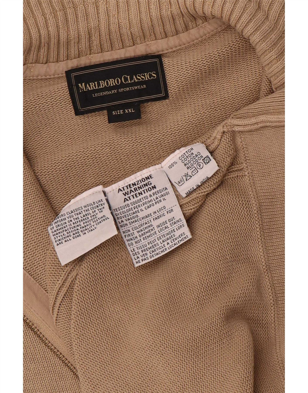 Marlboro Classics Męski sweter kardigan 2XL Beżowa bawełna