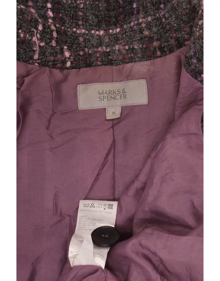 Marks & Spencer Damska marynarka zapinana na 1 guzik UK 10 w małą szarą kratkę